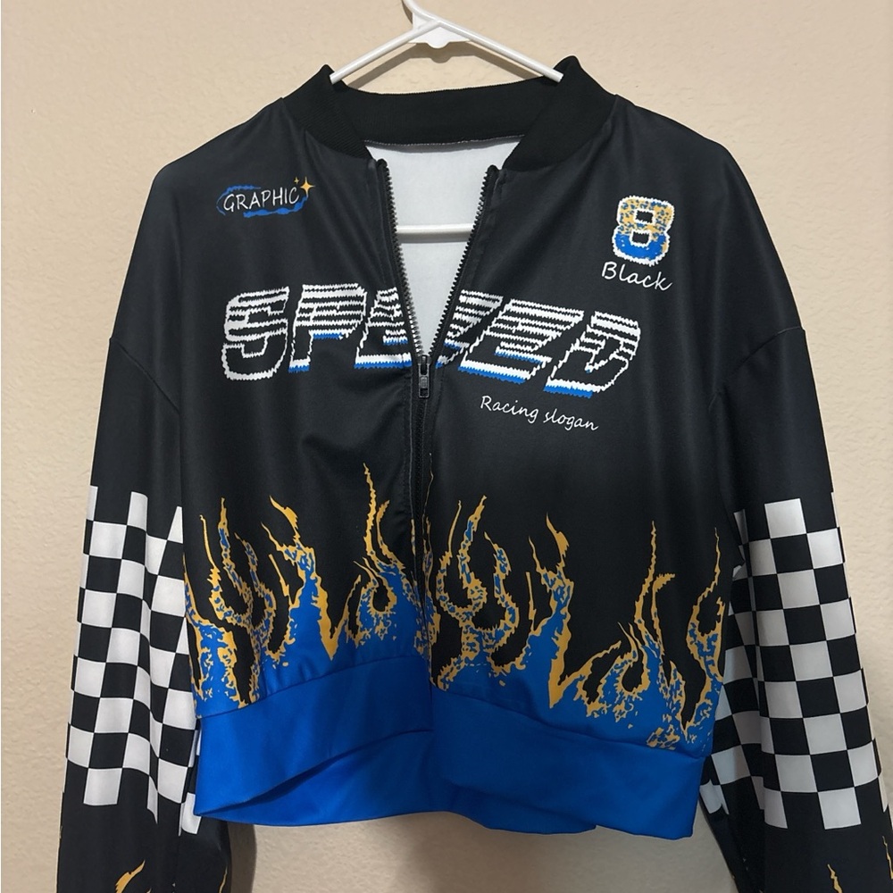 SHEIN Black and Blue Graphic Jacket